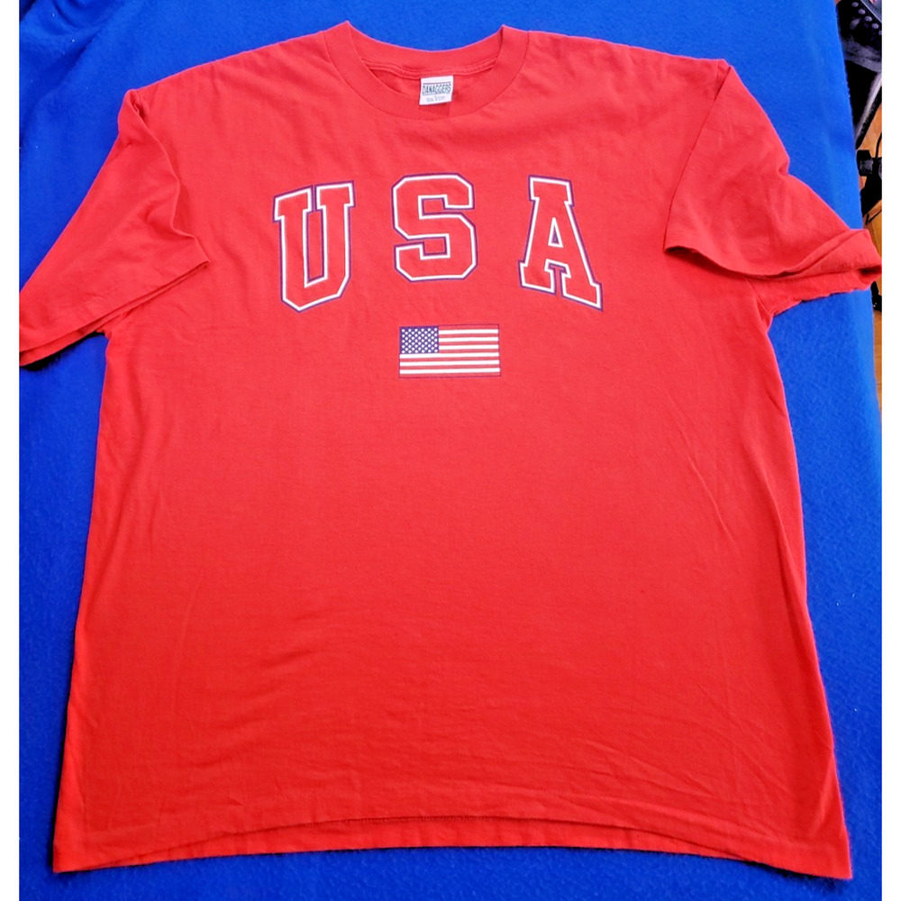 Vintage 90s Danaggers USA AMERICA Flag Red T-Shirt Men's Size Large
